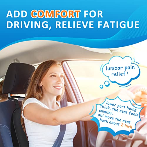 Lumbar Support Pillow For Car-Car Back Support-Memory Foam Car Lumbar Support For Driving Fatigue/Back Pain Relief - Dual Straps Better Fix The Car Cushion -Black #TOP2