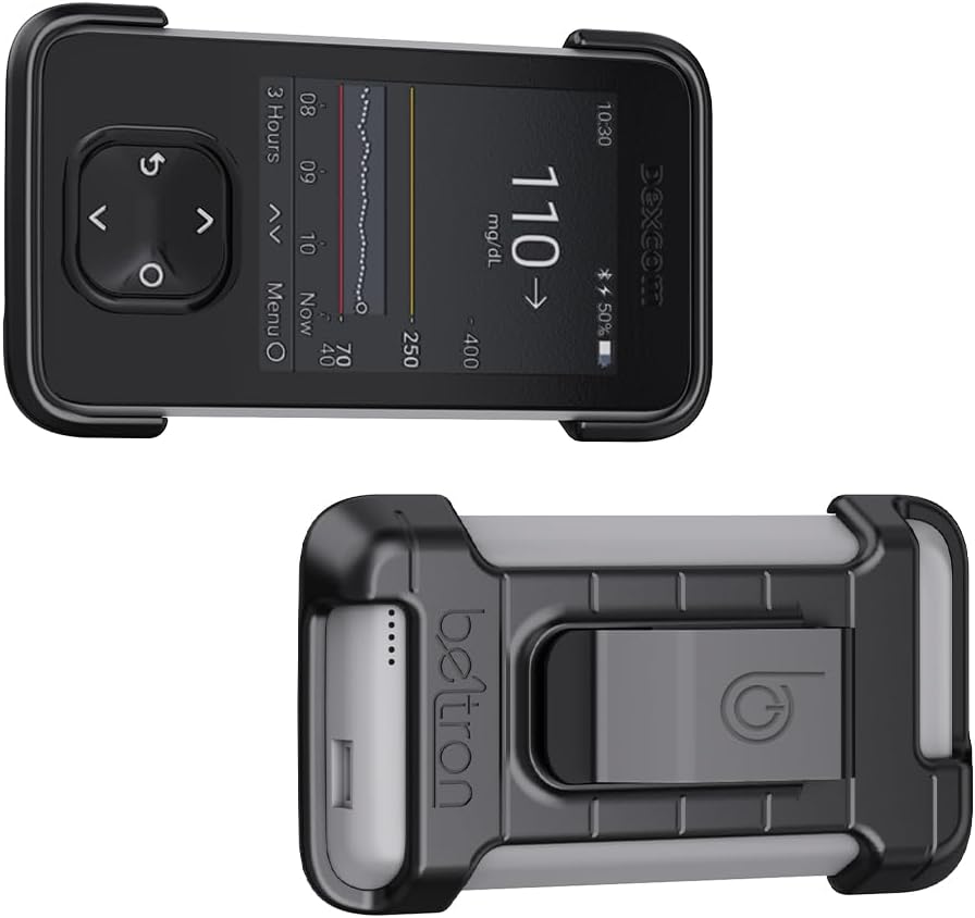 BELTRON Protective Case for Dexcom G7 Receiver with Built-in Metal Belt Clip (Strong & Durable Case Designed to Protect Dexcom G7 Receiver/Display Device) (Black)