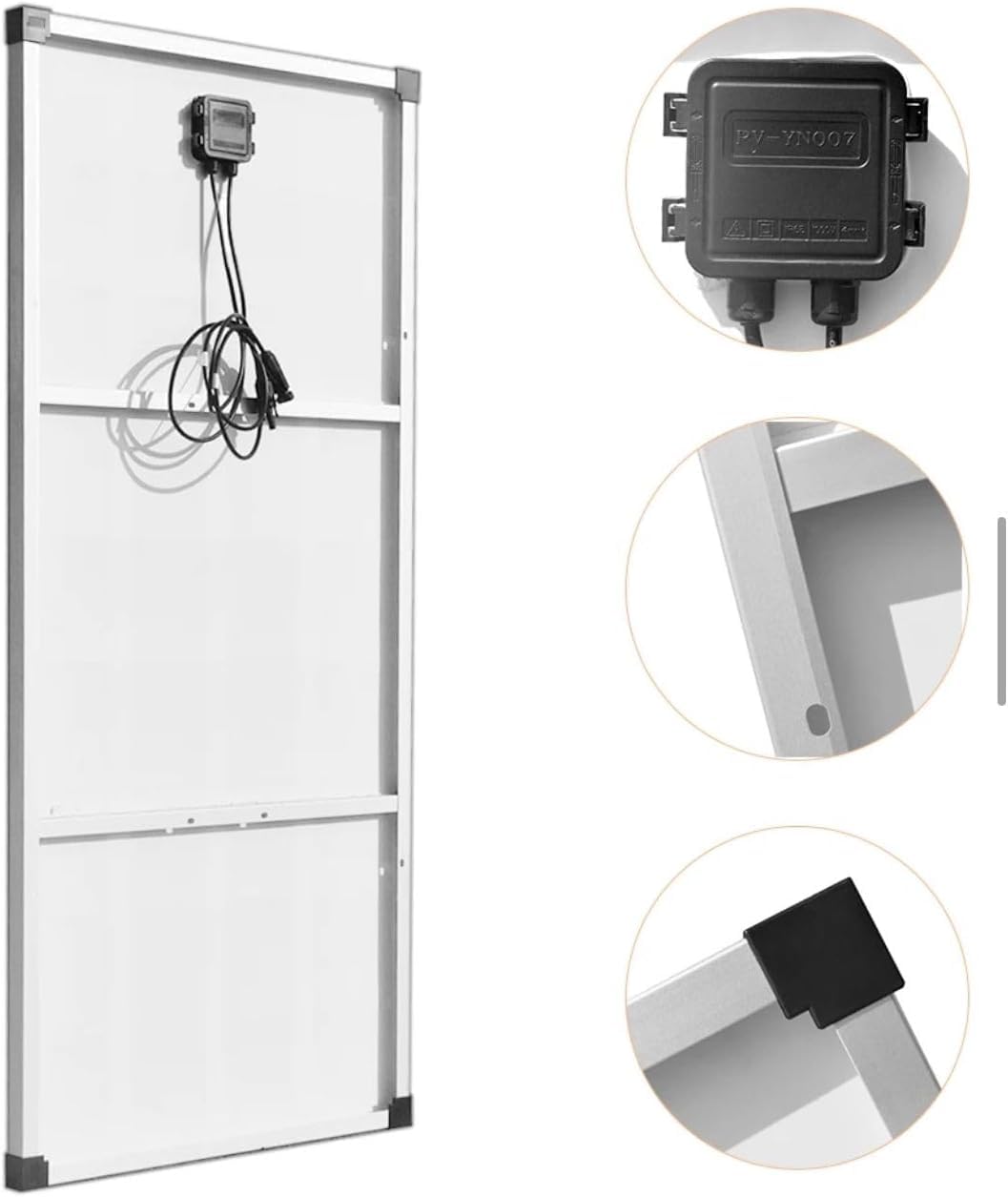 Pannello Solare Fotovoltaico Monocristallino 150W, 12V per Camper, Casa, Baita e Barche, Impianto Energetico con Connettori