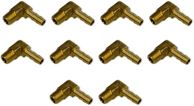 1/4 "معرف خرطوم إلى 1/8" ذكر NPT MNPT 90 درجة الكوع النحاس المناسب الوقود/الهواء/الماء/النفط/الغاز/WOG الكمية 10