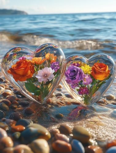 Kit de diamond painting de playa en forma de corazón manualidades adultas 50x70cm