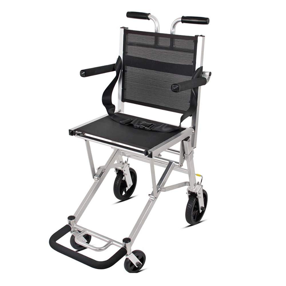 Sedia a Rotelle, Sedia a Rotelle Pieghevole in Alluminio Leggero Freno Anziani Disabili Carrello da Viaggio