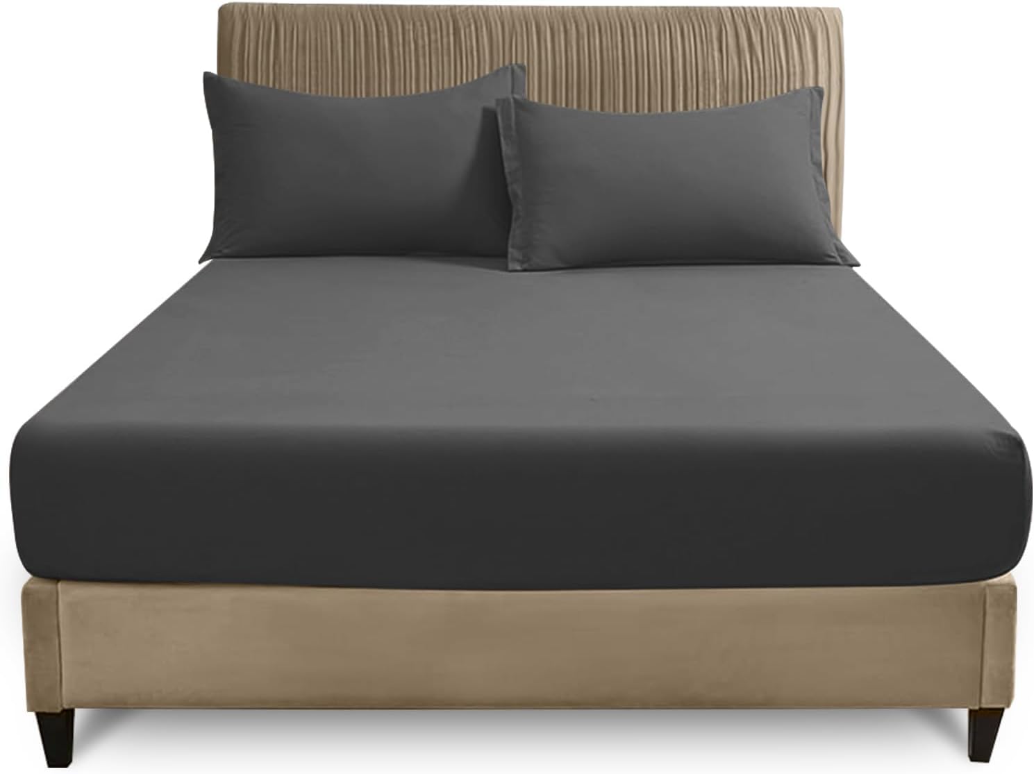 Gc Gaveno Cavailia Charcoal Easy Care Polycotton Fitted, Plain Dyed Bed Sheets Or Housewife Pillowcases 2 Pack, Polyester-Cotton, Single