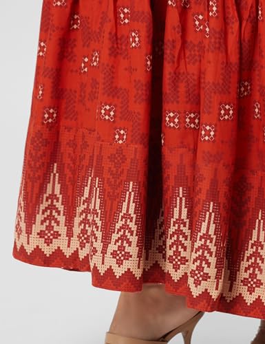 Image of BIBA Cotton Printed Flared Casual Dress