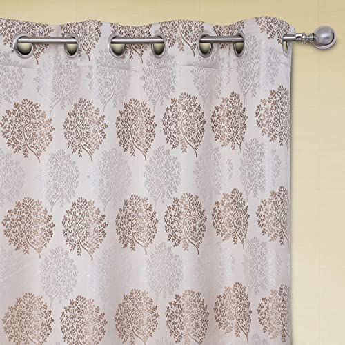 Image of Homestan Jacquard Woven Long Door Curtains 9 Feet Long Set of 2 for Home Decor (9 X 4 Feet, Light Brown)