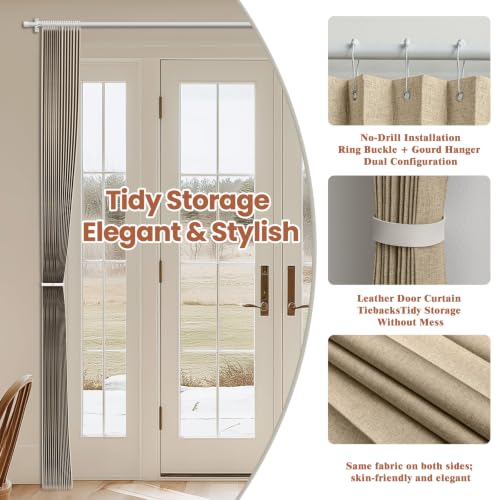 Image of AJAZZ Blackout Accordion Door Curtain 1 Panel 98 inchx78 inch Brown - Magnetic Folding Room Divider, No-Drill Sliding Patio Closet