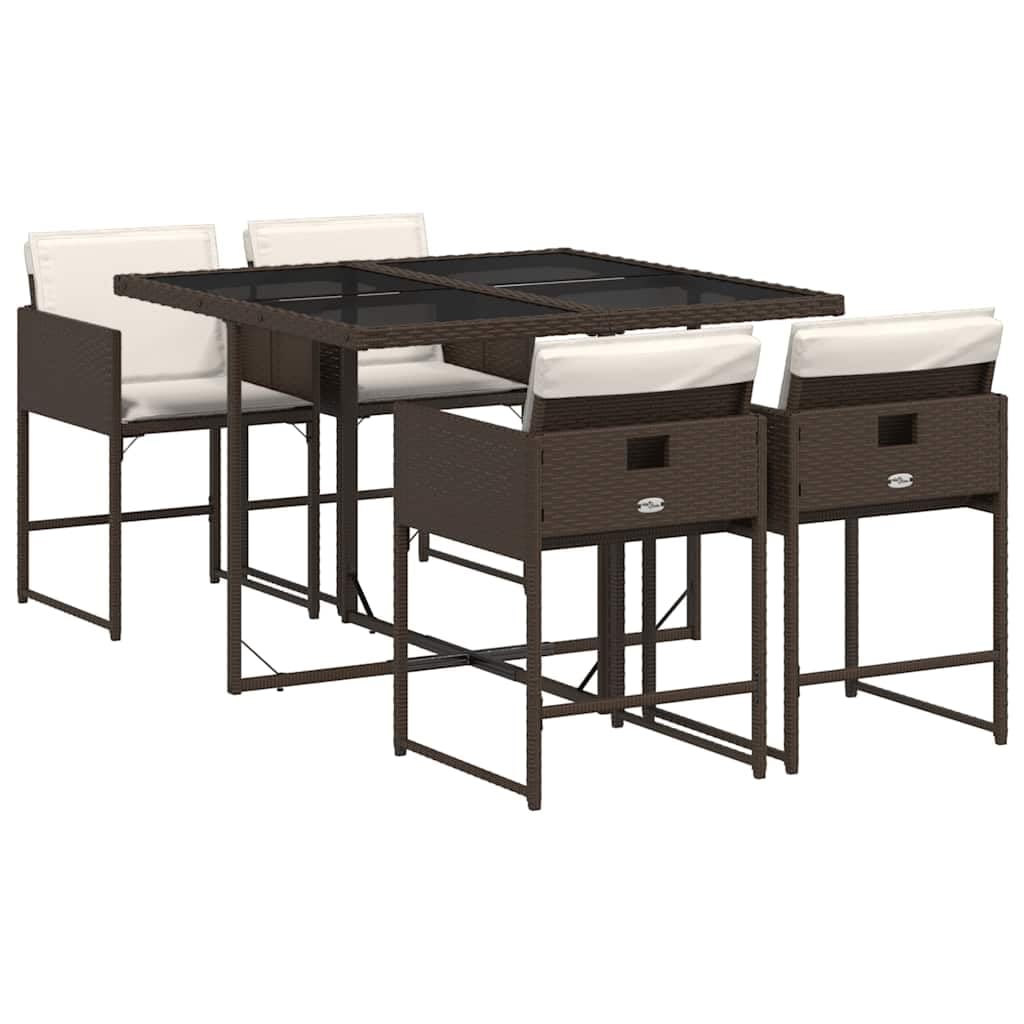 Ensemble de salle à manger de jardin 5 pièces avec chaises pliantes confortables