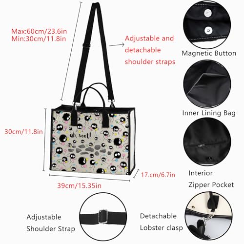 POFULL Anime Inspired Gift Spirit Animal Tote Bag Anime Lover Shoulder Bag2