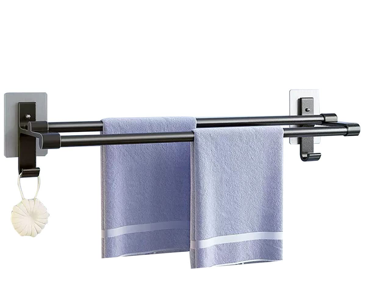 Porte-serviette double mural pour optimiser la salle de bain familiale