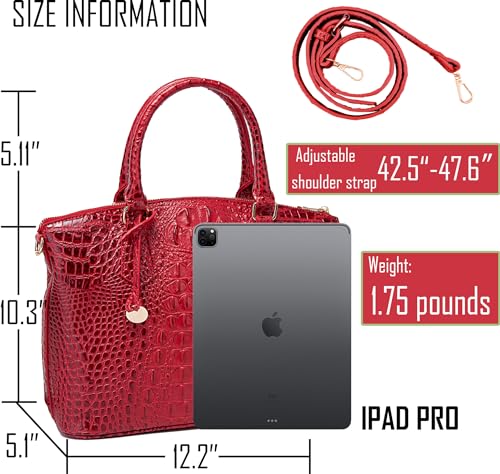 Image of Makcr Joacbv Women Purse Satchel Bag Long Crossbody Classy Tote Bag Top Handle Vegan Leather Ladies Handbags Embossed Pattern