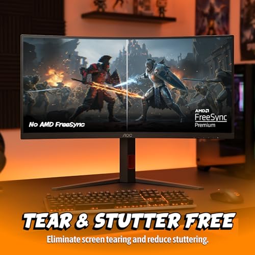 Image of AOC 34 inch Curved Gaming Monitor UWQHD 240Hz VA AMD FreeSync Premium, CU34G4Z | 3440x1440 Ultrawide Computer Monitor, 0.3ms, HDR400, DP 1.4, HDMI 2.1, USB 3.2, Height Adjustable, Audio Out, VESA Mount