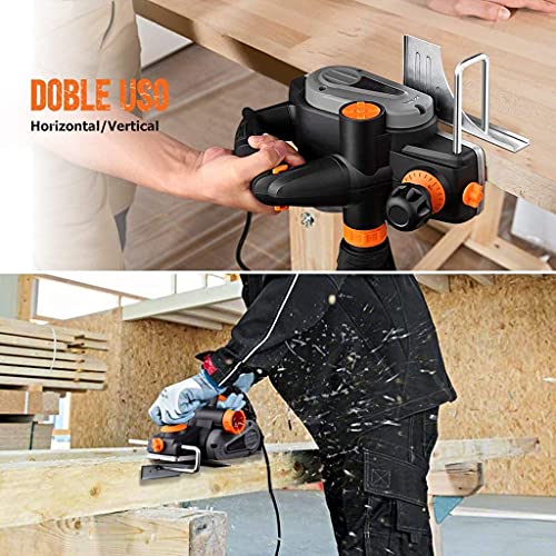 Electric Hand Planer, 6-Amp Electric Planer 3-1/4-Inch, 16500RPM, with 5/64 inch Adjustable Cut Depth, Dual Exhaust Ports, Switch, Parallel Fence Bracket, Ideal Planer Woodworking - EPN01A