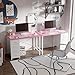Pamray 32 Inch Computer Desk with 4 Drawers Small Office Desk for Home Bedroom Study Writing Simple Modern Computer Table Pink