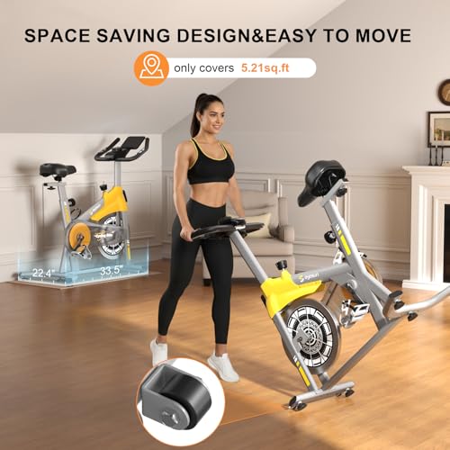 Exercise Bikes for Home,Foldable Bike with Adjustable Friction,Brake Pad Resistance Silent Belt Drive,350lbs/300lbs Weight Capacity &Upgraded Version Seat for Home Cardio&Weight Loss(QM-530W) by EYESUN - Image 8