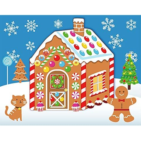 32PCS Make-a-Gingerbread House Stickers for Kids - Christmas Party Game/Craft/Activity/Favor/Supplies - 16 Finished Products Cover