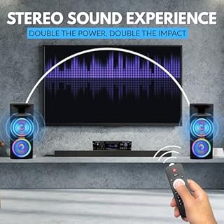 MUSYSIC Portable PA Speaker System with Bluetooth Built in 4000W PMPO Amplifier with LED Party Lights, FM, USB, SD 1/4" Inputs 2 X 15 Subwoofer Speaker