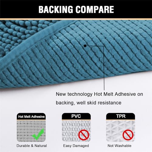 Tapis de bain chenille bleu de qualité supérieure et doux - 4