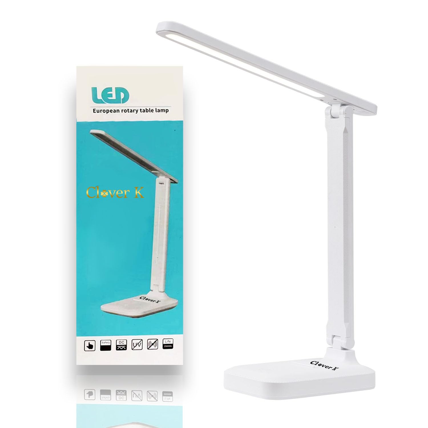 Clover K(2 PCS) LED Desk Lamp, Table Lamp For Computer/Desktop, Rechargeable, Eye-Caring, Touch Control With USB Charging Port-Bedside Table Lamp for Reading, Study Lamp for Kids, Home.