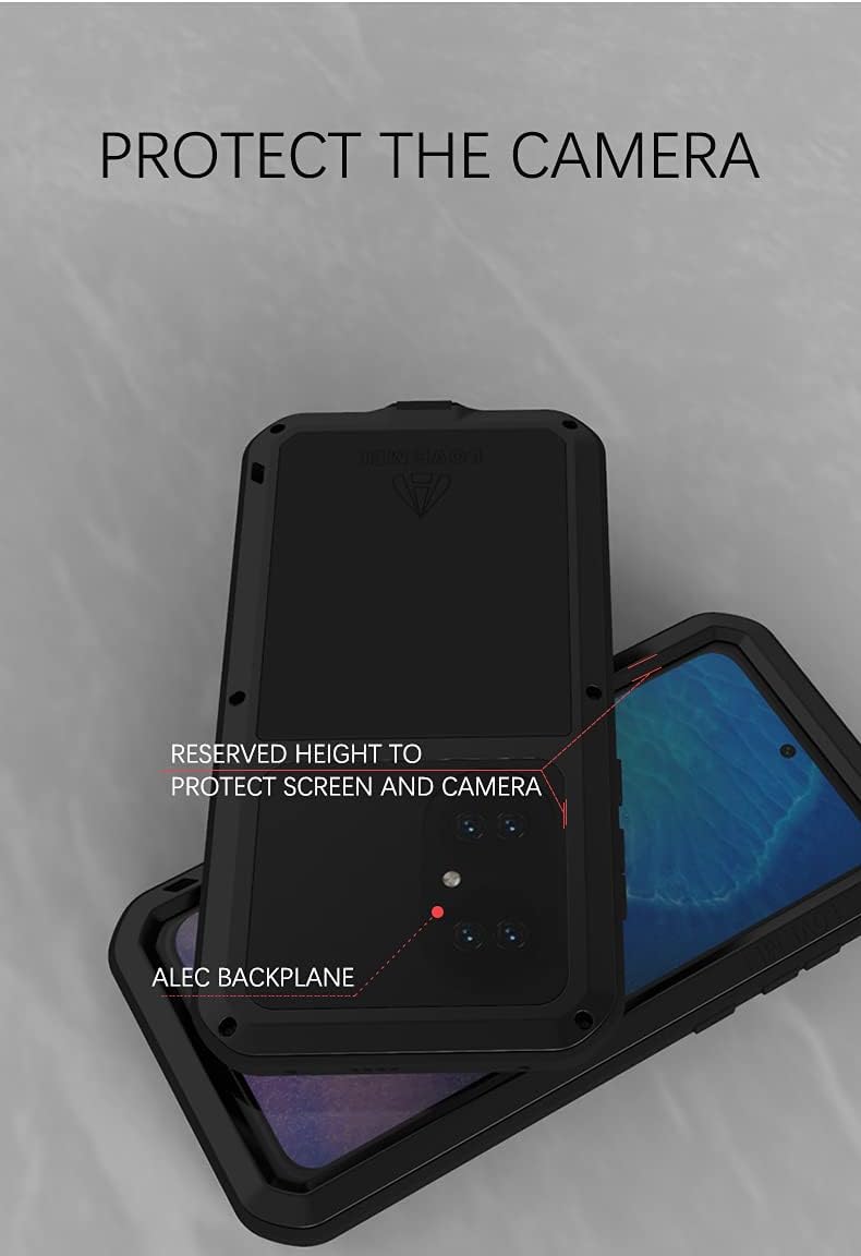 Full Body Rugged Case for Huawei P50, Heavy Duty Metal Armor Shockproof Snowproof Hybrid Aluminum Silicone Outdoor Armor Protective Cover with Tempered Glass Screen Protector (Silver)