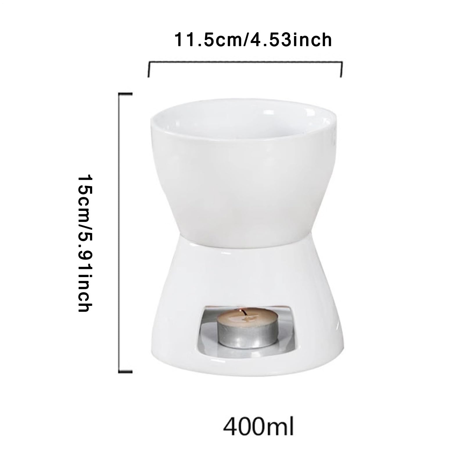 Schokoladenfonduetasse mit handgefertigtem Keramik-Design, 400 ml, Käse-Schüssel, Heizbecher, tragbar und leicht, zum Abendessen, Dessert, Sauce, Käse, Süßigkeiten,