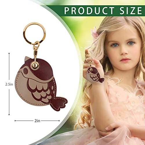 Image of Leather Keychain Case Holder Compatible with Apple AirTag, GPS Airtag Keychain Finder Tracker with Key Ring, Anti-Scratch Protective Air Tag Cover | Leather