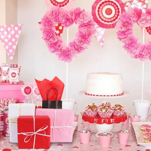 Image of BEISHIDA 90 Sheets Red Pink White Tissue Paper Bulk,Valentine's Day Wrapping Tissue Paper for Gift Bags, 14 x 20 Inch Gift Wrap for Mothers Day Birthday Decoration DIY Crafts Decor Holiday Flowers