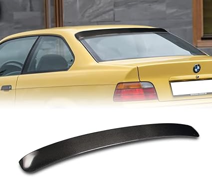 طقم جسم جناح جناح جناح النافذة الخلفية مناسب للتوافق مع 1992-1998 BMW E36 3-Series ، 100٪ ألياف كربونية حقيقية ، نمط VIP-Style Window Visor Body Kit Lid 1PCS