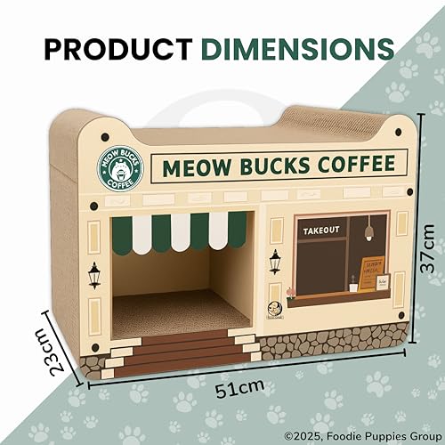 Image of Foodie Puppies Cat Scratching Pad for Cats and Kittens - (Meow Bucks Coffee Scratcher) | Corrugated Cat Scratcher Cardboard for Indoor Cats, Kitten for Furniture Protection, Durable Texture Design