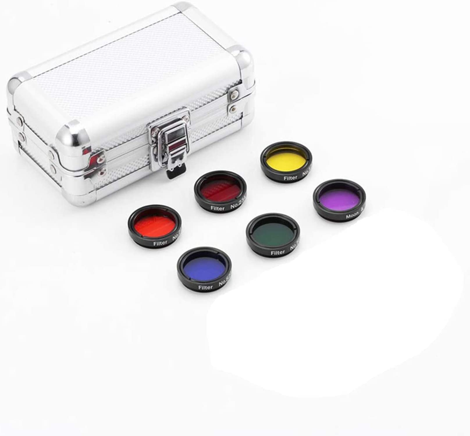 Filtro lunare telescopico da 3,25 cm, set di 6 filtri colorati per telescopio, oculare, lenti colorate per migliorare la definizione e la risoluzione nell'osservazione planetaria lunare, con robusta