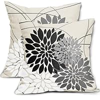 Set di 2 federe per cuscini con motivo floreale geometrico rustico, 45 x 45 cm, beige, marrone chiaro, grigio, floreale, decorazione per la casa, divano, camera da letto, divano all'aperto