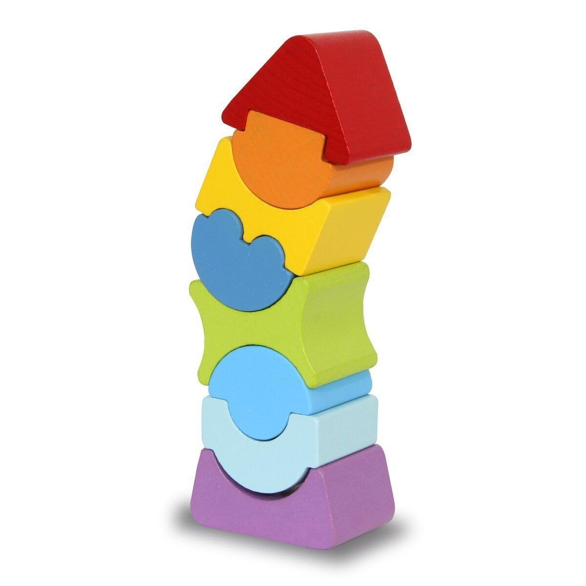 JAMARA Wooden Toy Kidiwood Stacking Tower 8 Pieces – from 2 Years – Solid Wood – Mountain Maple/Beech, Water-Based Colours, Promotes Motor Skills/Sensitivity of Touch – Recognise/Assign Shapes
