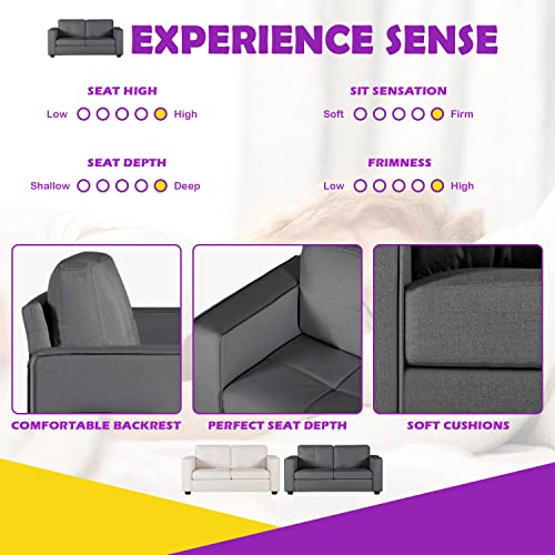 Tyboatle 65" W Morden Linen Fabric Sofa Couch W/ 2 Usb Charging Ports And Wide Arms, Mid-Century Comfy Upholstered Loveseat Couches For Living Room, Bedroom, Office, Easy Assembly (Dark Grey) #TOP5