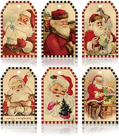 Doumeny 120Pcs Christmas Nutcracker Gift Tags Xmas Paper Tags With String Winter Holiday Tags Label Christmas Tree Pinecone Present Name Tags Ballerina Snowman Santa Claus Decorative Tag For Wrapping