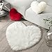 Ashler Off-White Plush Heart Pillow - Faux Fur Rabbit 3D Kids' Room Decor, Soft Decorative Cushion for Sofas, Bedrooms & Living Spaces 15 X 17 Inch