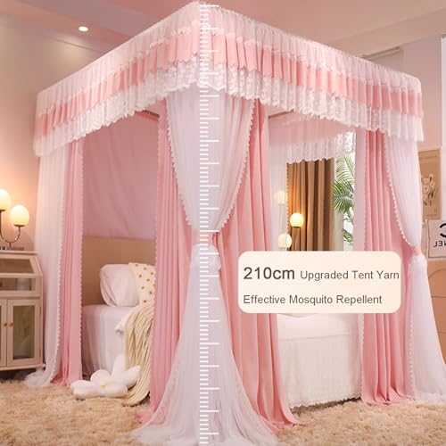 Cortinas de cama con dosel de princesa de lujo para un dormitorio elegante y acogedor 7