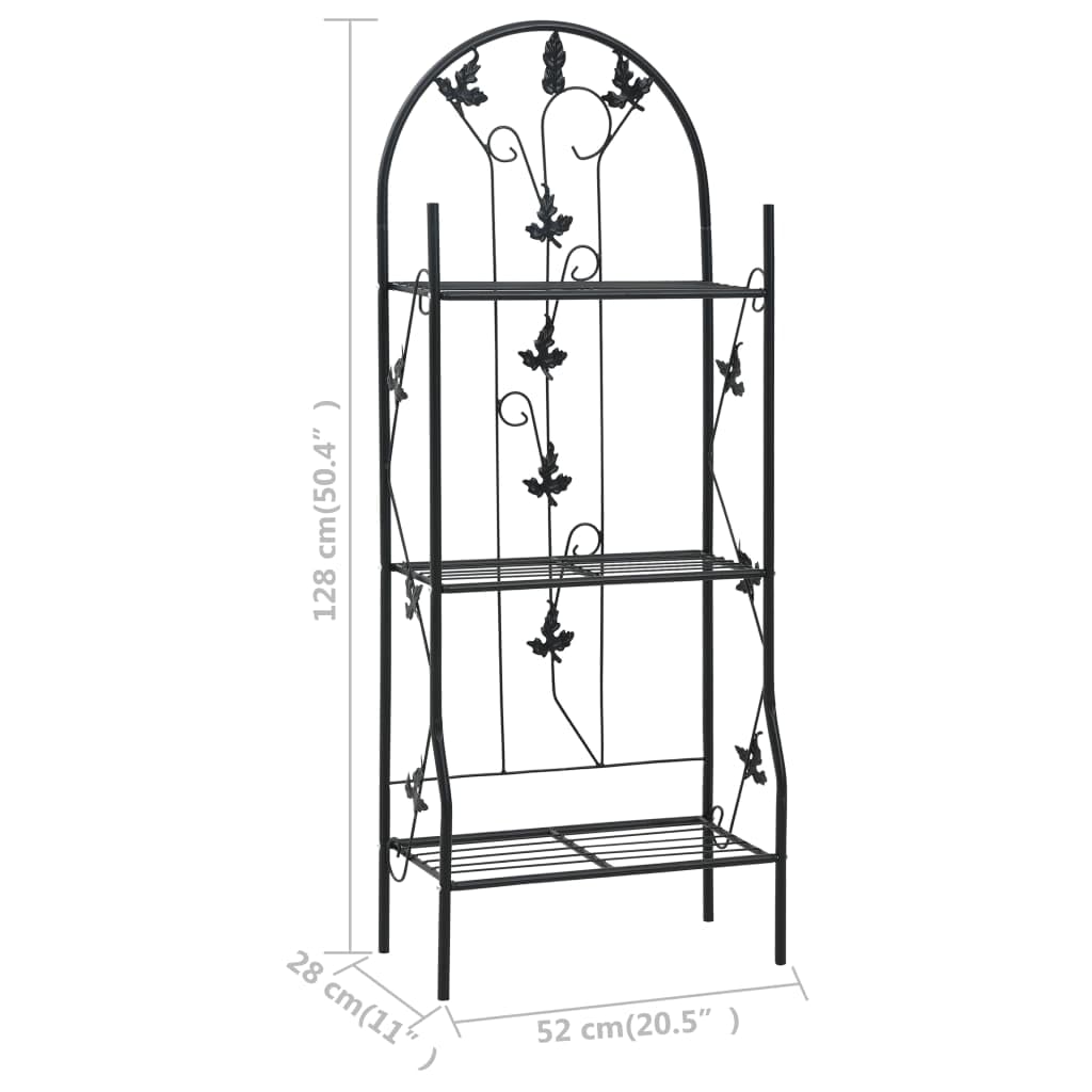 vidaXL Pflanzenregal 3-stufig Blumenregal Blumenständer Pflanzregal Pflanzentreppe Blumentreppe Pflanzenständer Schwarz 52x28x128cm Eisen