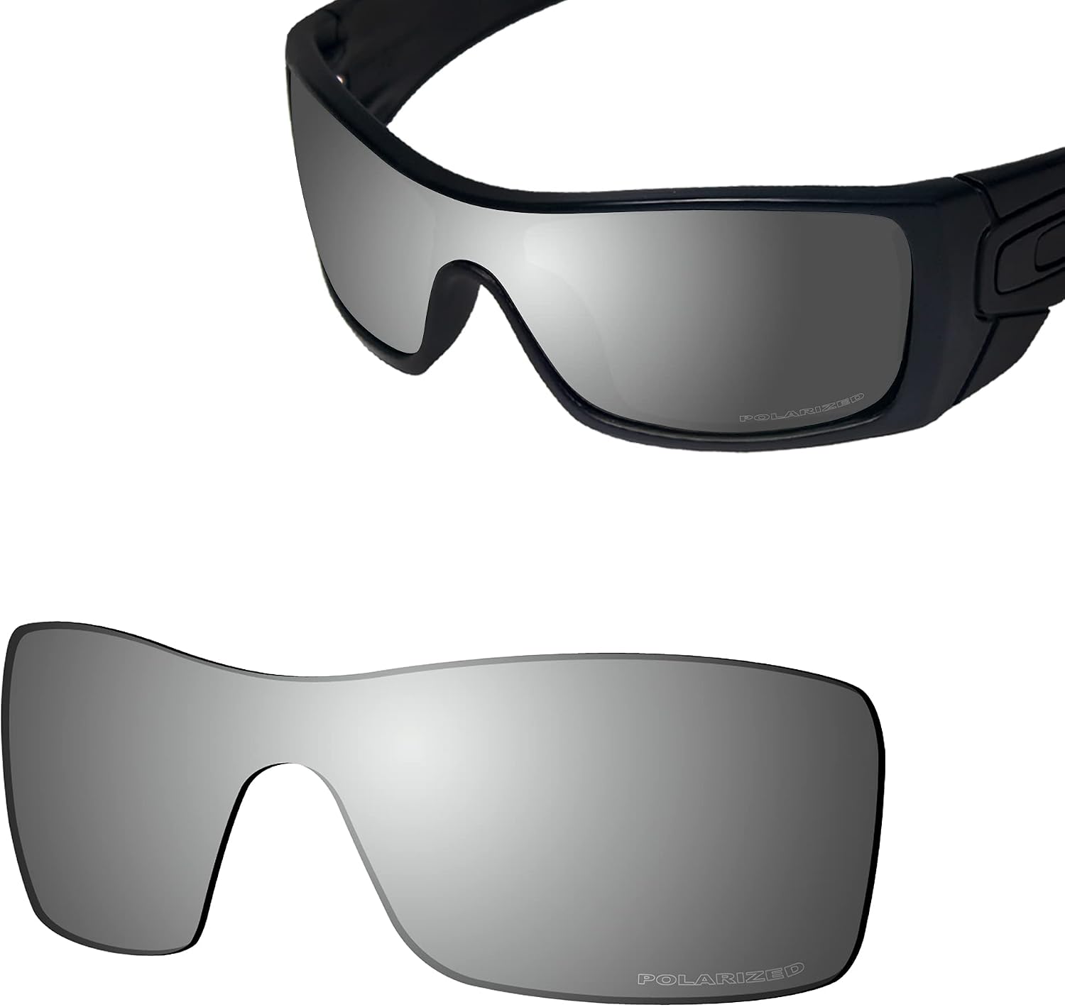 SAUCER Premium Replacement Lenses for Oakley Batwolf OO9101 Sunglasses High Definition - Chrome Metal Polarized