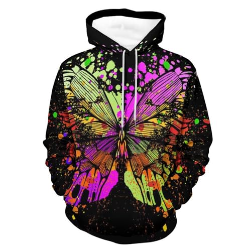 Sweat papillon aquarelle de qualité | Pull à capuche finitions S