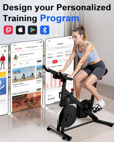 Image of Superun Exercise Bike, Stationary Bikes for Home Gym with 32-Level Magnetic Resistance, 300LBS Capacity Indoor Cycling Bike with Comfortable Seat, LED Display