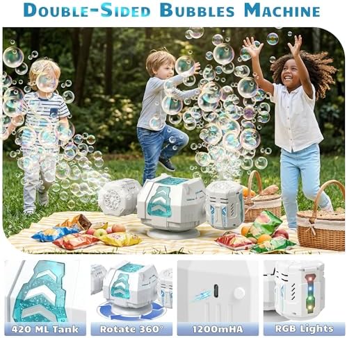 Fitrobust Bubble Machine, Rechargeable Dual-Nozzle Bubble Machine with Remote Control, 30000+ Bubbles Per Minute, RGB Lights, Bubble Machine for Kids, Weddings, Birthday Parties, Outdoor Activities - 5