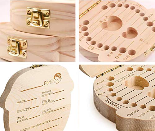 Miniatura 6 de Sonfedo Caja Para Guardar Dientes Para Niños, Regalo En Madera De Souvenir, Acumulación De Dientes Niña