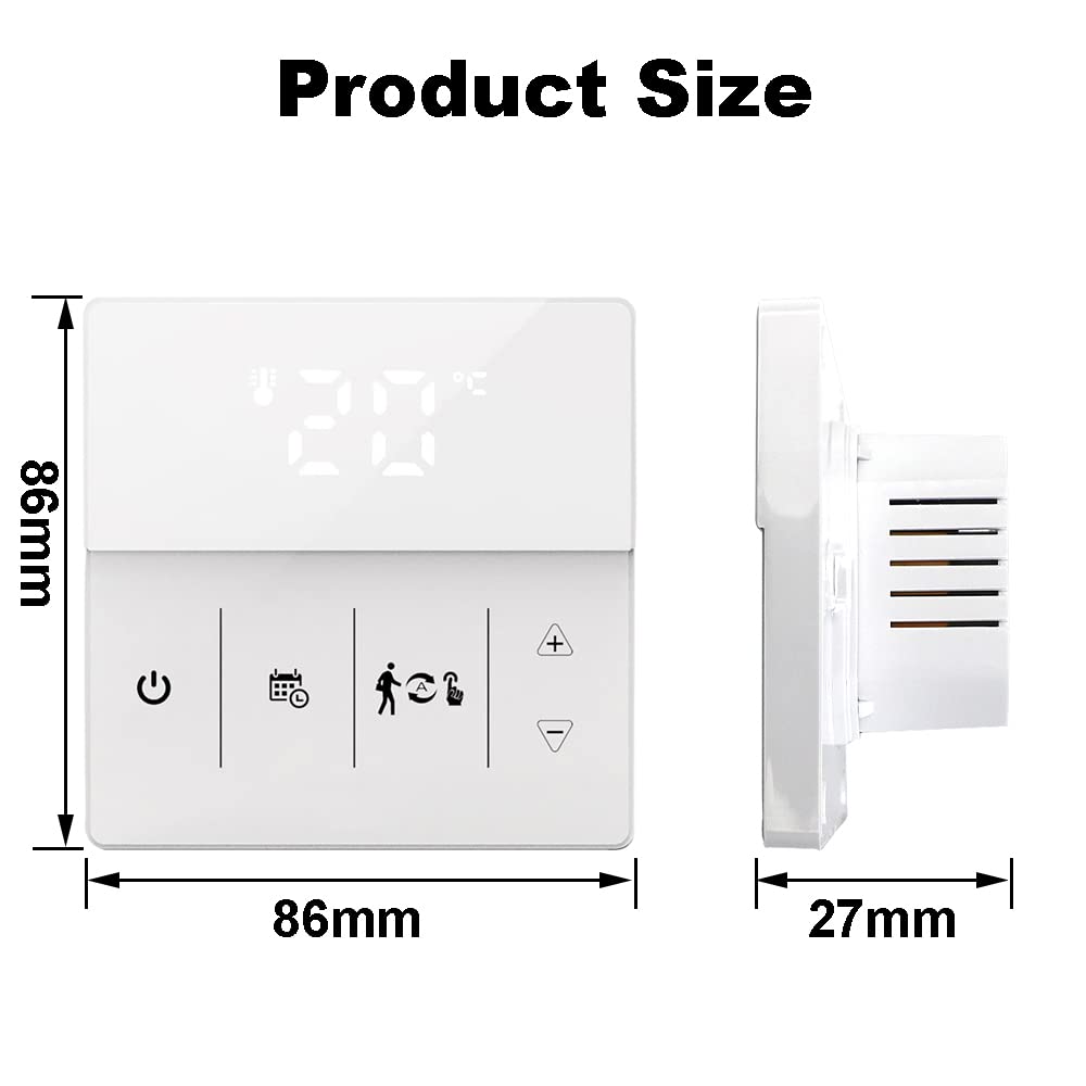 Termostato inteligente programable Caldera de gas/Calefacción de suelo eléctrico Controlador de temperatura WiFi Aplicación de voz Conexión (blanco para calefacción por suelo eléctrico)