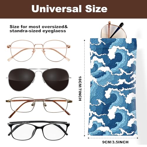 Image of Anikathy 2Pcs Sunglass Eyeglass Glasses Case Soft PU Leather with Cleaning Cloth Cute Glasses Pouch Bag for Men Women Girs