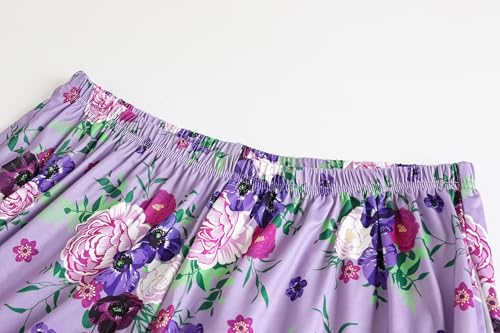 Vozanet Women's Short Sleeve Top and Shorts Pajama Sets Plus Size V Neck Colorful Flower Nighty Loungewear With TWO Pockets4