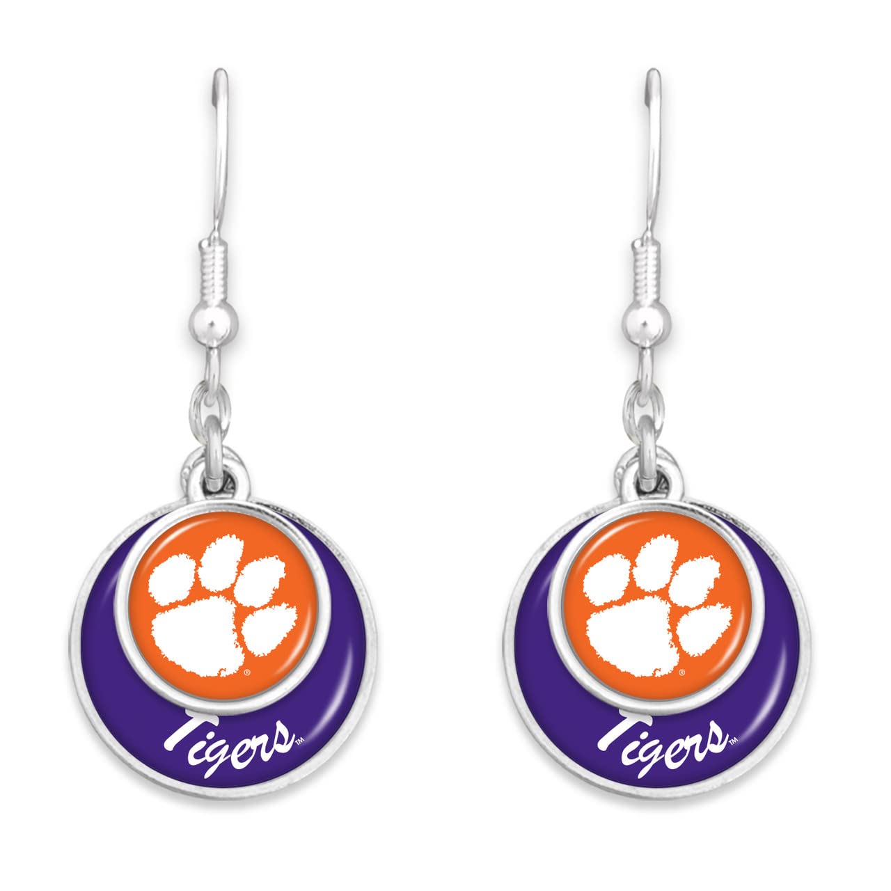 Clemson Tigers Stacked Disk Earrings Jewelry Gift Licensed CU