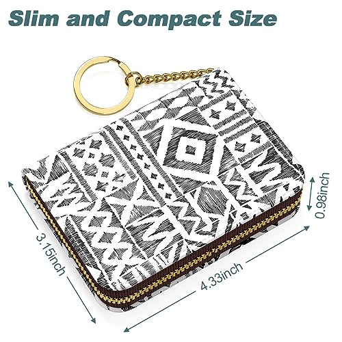 Image of Nipichsha Credit Card Holder, Small RFID Card Wallet for Women, Slim Leather Card Holder Wallet, Black Geometry, 4.33 x 3.15 x 0.98 inches, Fashions