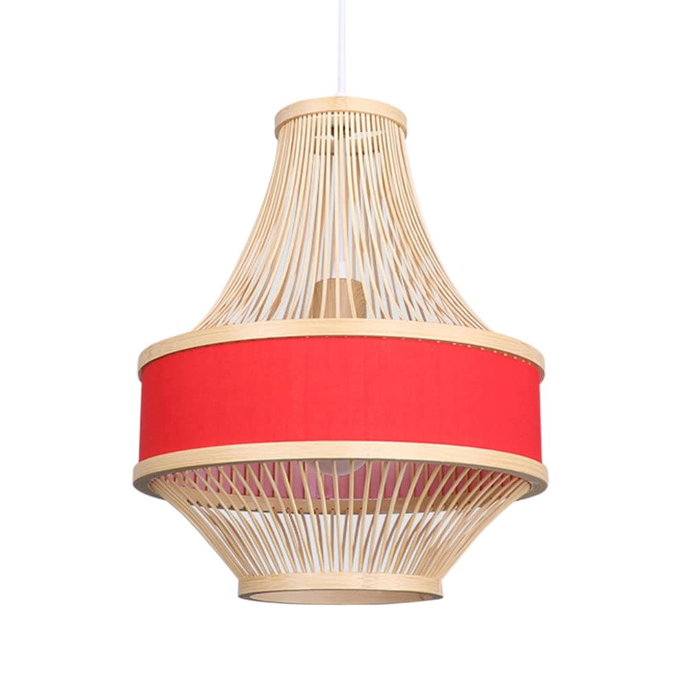 Lustre suspendu moderne en bois tissé 43cm avec base E26 pour café et bar