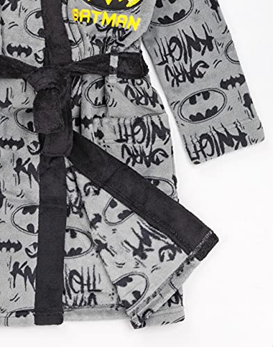DC Comics Batman Dressing Gown Boys Kids Grey Dark Knight Pjs Bathrobe4