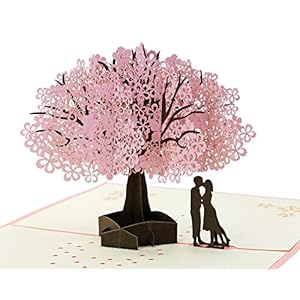 Penta Angel Handmade Cherry Blossom Card Pop Up 3D Flower Card Romantic Love Letter Greeting Anniversary Wedding…