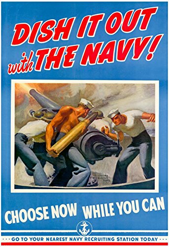 Laminated Dish It Out with the Navy WWII War Propaganda Art Print Poster 13 x 19in